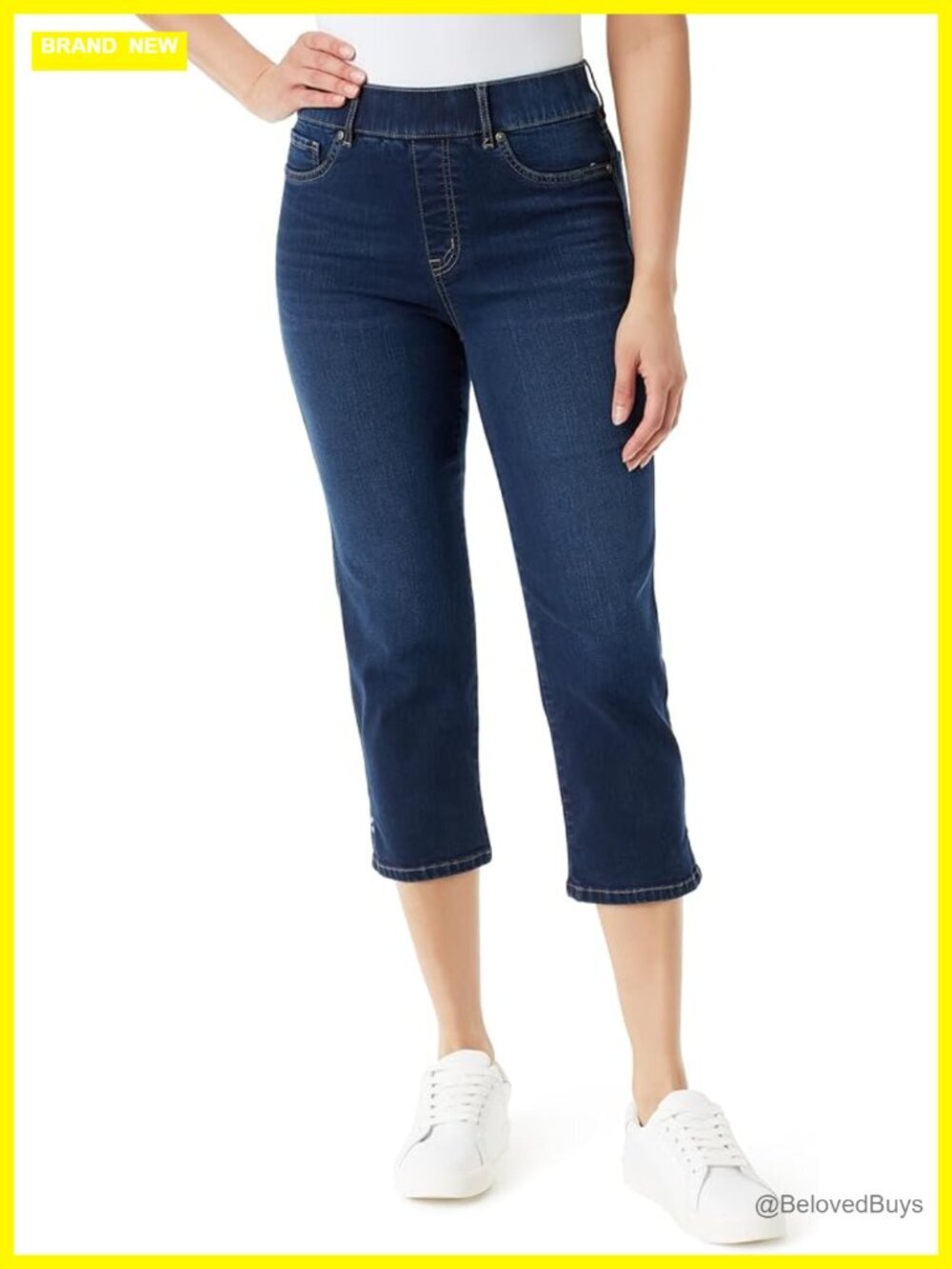 Shape Effect Pull On High Rise Straight Leg Capri - Stretch Cotton Blend
